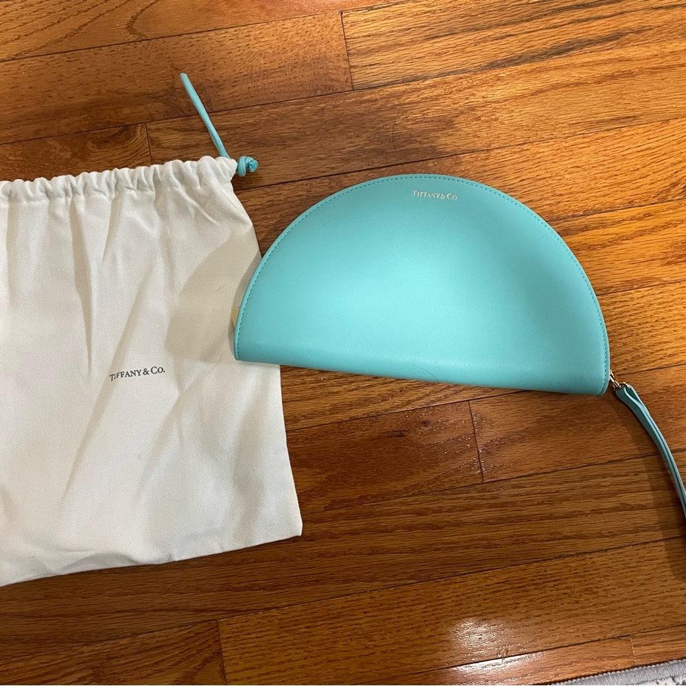Tiffany & Co. Aqua Leather Half-Moon Pouch